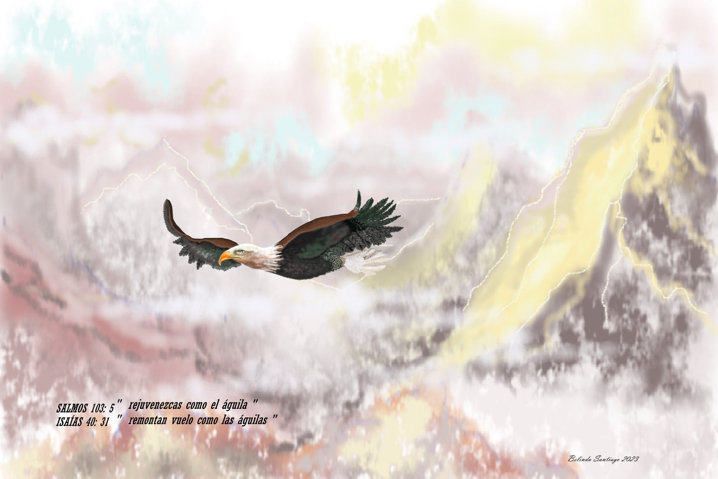 Arte digital. Serie Visiones proféticas. Obra 1 "Renovados como las águilas"