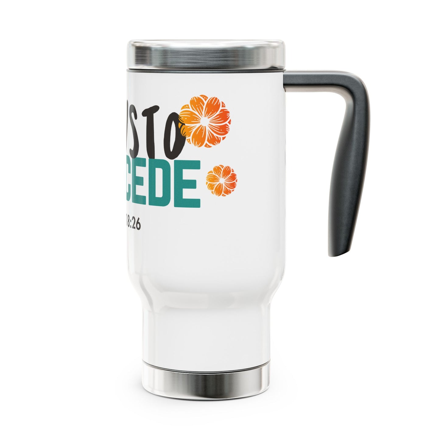 Taza de viaje de acero inoxidable con asa, 14 oz