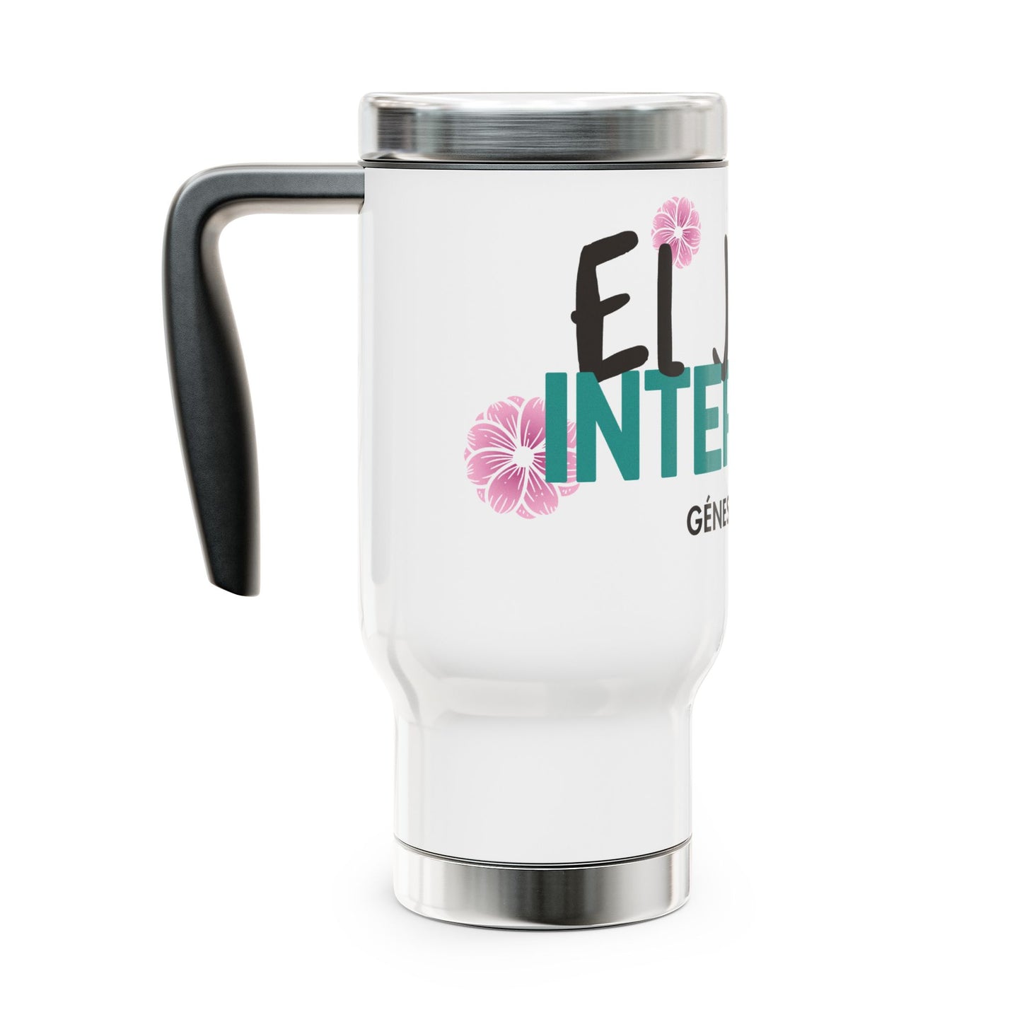 Taza de viaje de acero inoxidable con asa, 14 oz