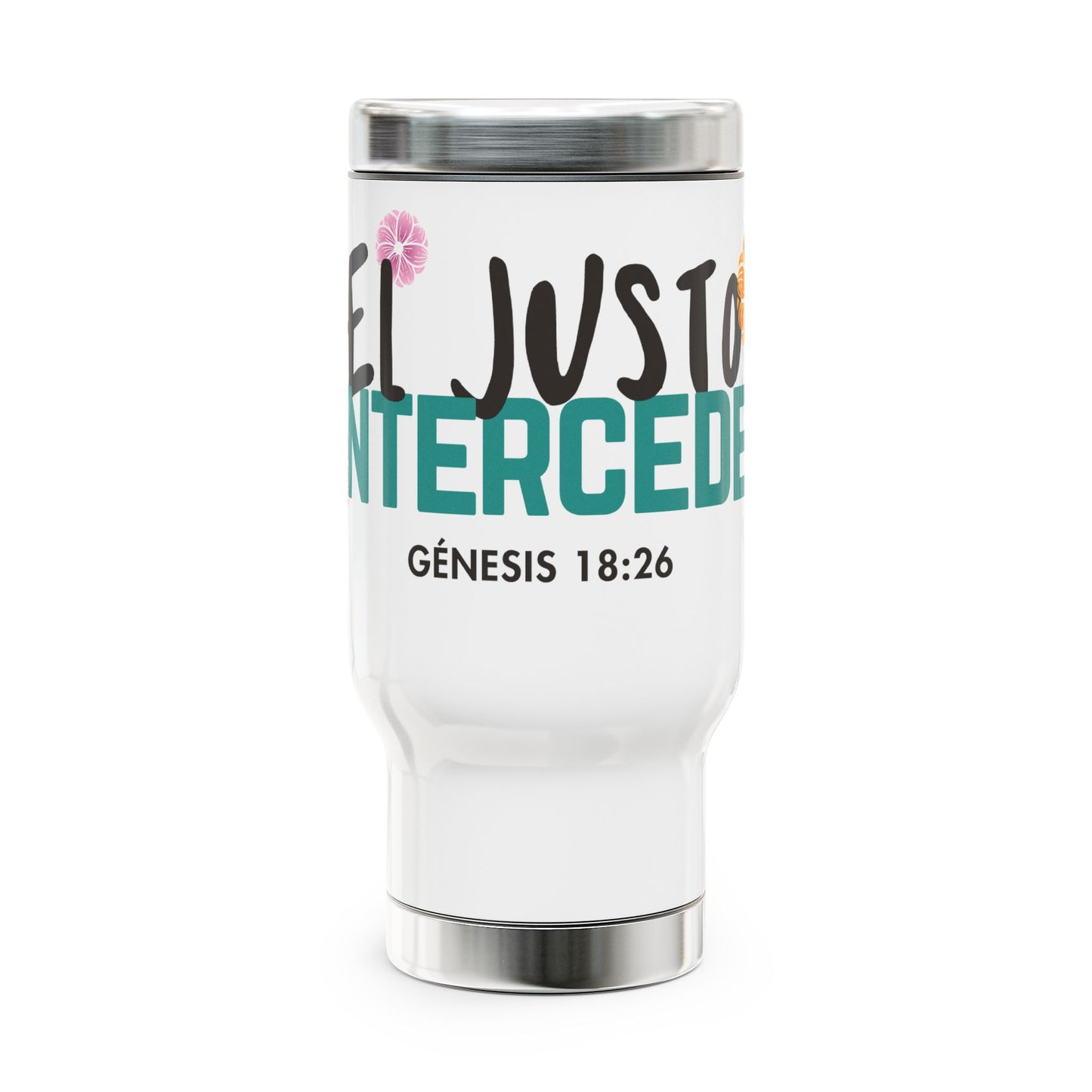 Taza de viaje de acero inoxidable con asa, 14 oz